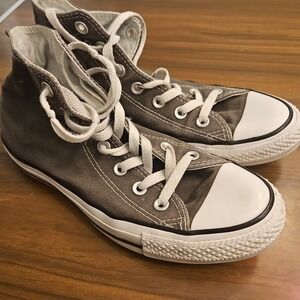 Converse Chuck Taylor All Star High Top Canvas Sneakers Womens 8 Gray White
